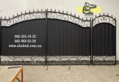 Ковані ворота із профнастилом. Розпашні ворота з профлистом